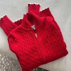 Frankie’s Bikinis Carter Cable Knit Sweater in Heartstrings Red